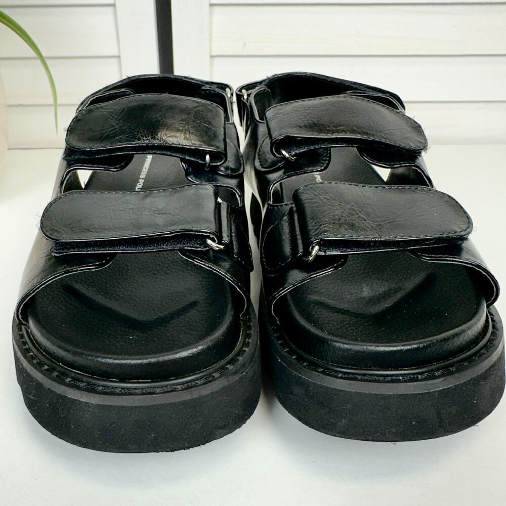 Princess Polly Rue Chunky Sandals Black Vegan Faux Leather Slingback Shoe Size 6 - Picture 4 of 9